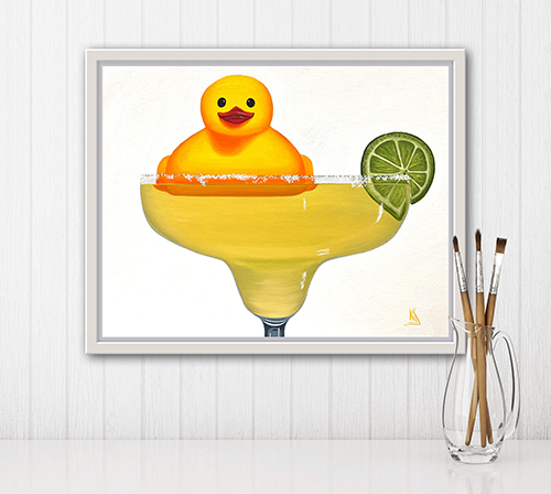 Duckarita, Original Still Life Oil Painting of a Rubber Ducky