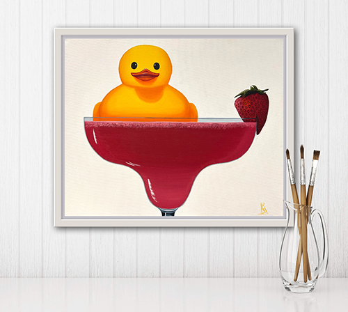 Duckquiri, Original Still Life Oil Painting, Rubber Ducky