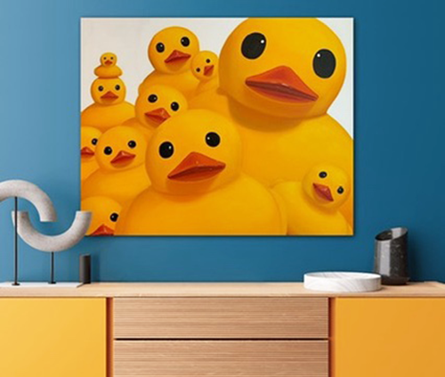 Family Portrait, Original Oil Painting of Rubber Ducky's