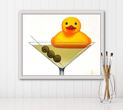 Dirty Duck, Original Still Life Rubber Ducky Oil Painting