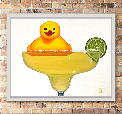 Duckarita, Original Still Life Oil Painting of a Rubber Ducky