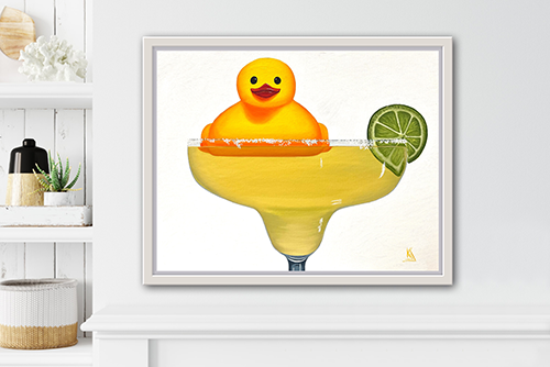 Duckarita, Original Still Life Oil Painting of a Rubber Ducky