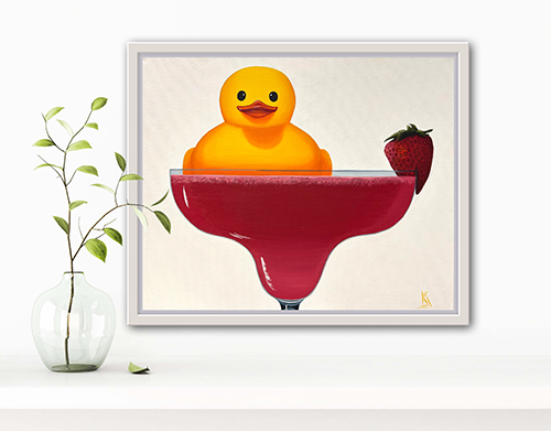 Duckquiri, Original Still Life Oil Painting, Rubber Ducky