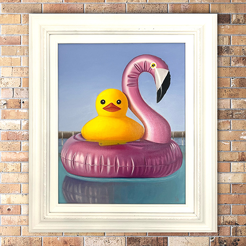 Float On, Original Oil Painting of a Rubber Ducky