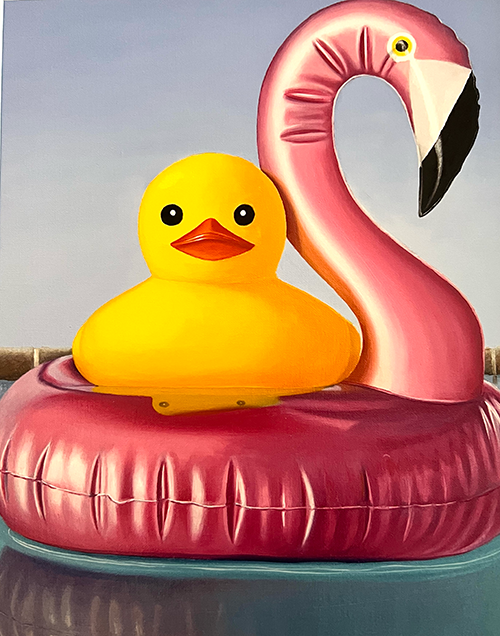 Float On, Original Oil Painting of a Rubber Ducky